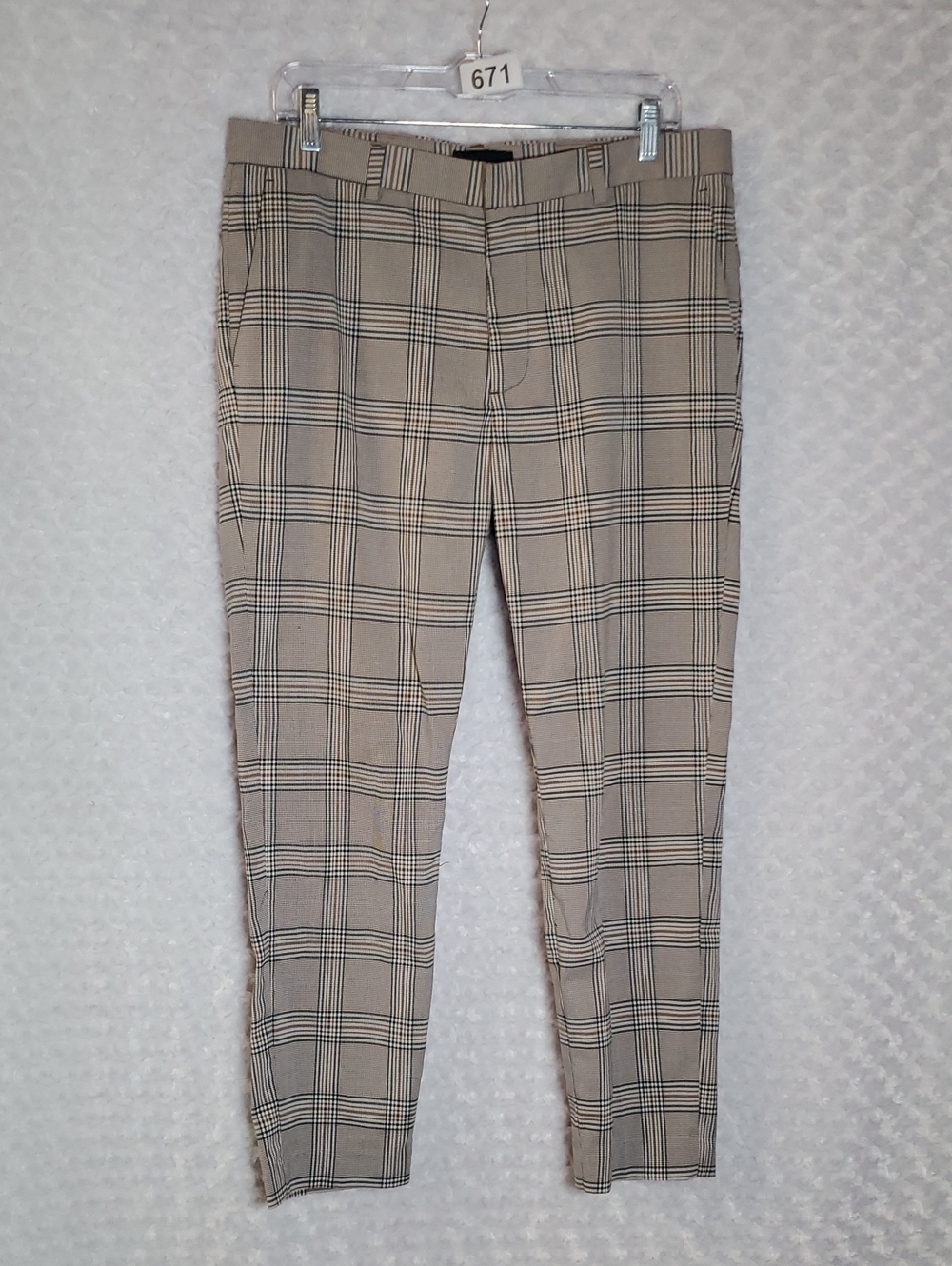 H&M Tan Plaid Chinos Panys Mens Size 33
